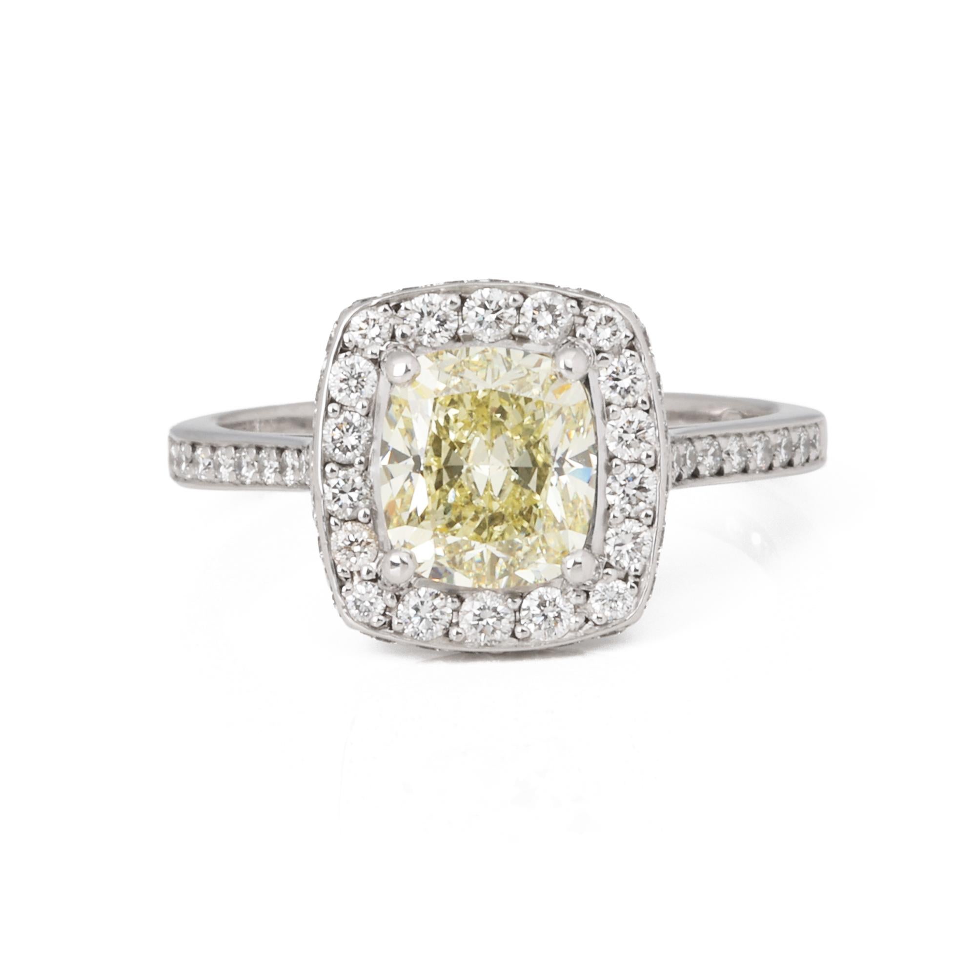 Women's Theo Fennell Bespoke 1.57ct Yellow Diamond Cushion Cut Ring