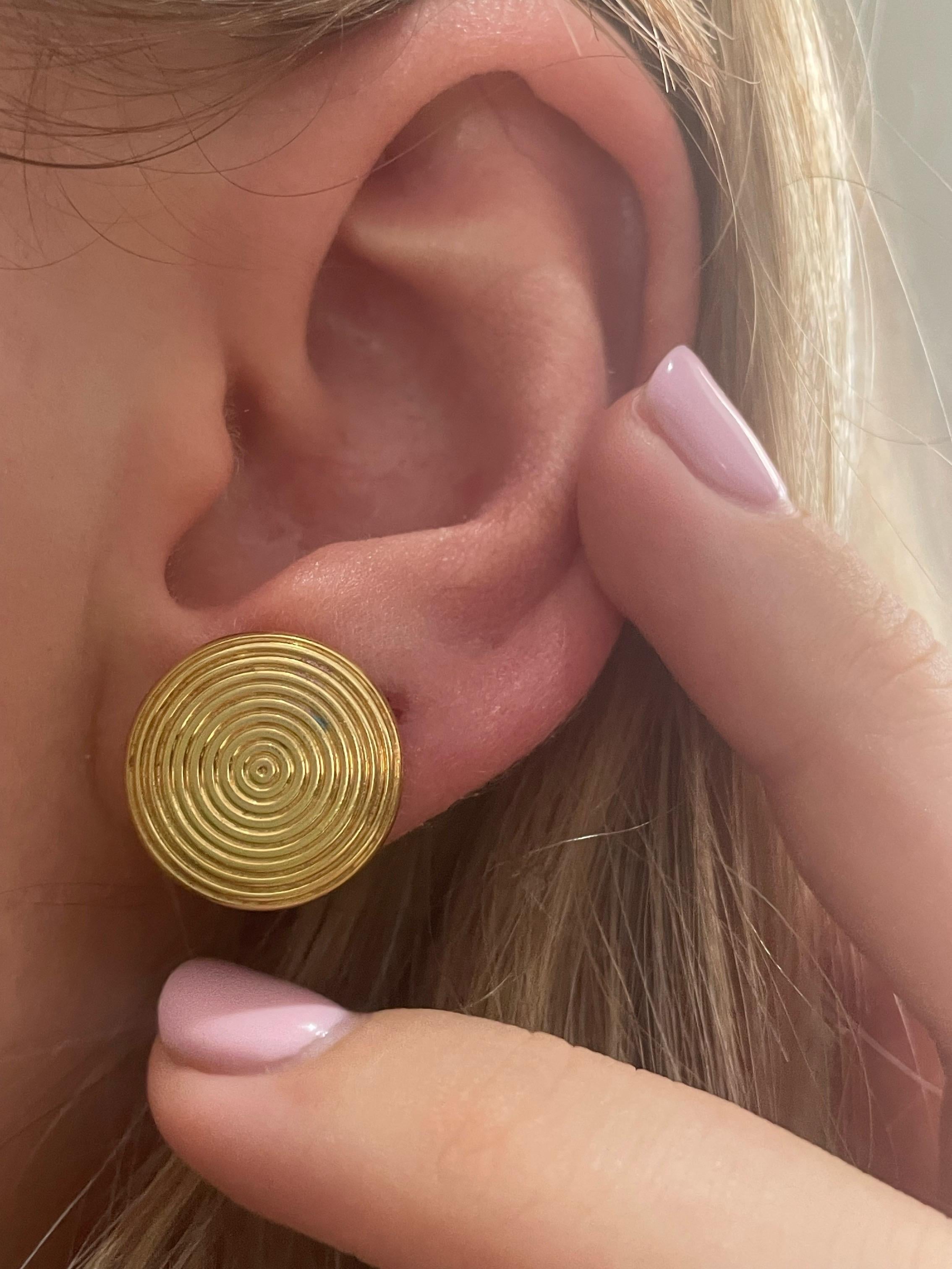 Modern Theo Fennell Circular 18 Karat Yellow Gold Earrings For Sale