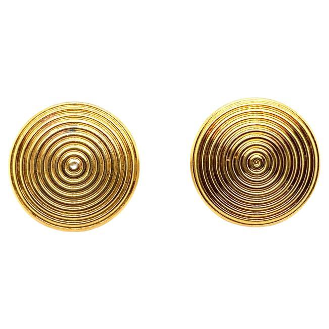 Theo Fennell Circular 18 Karat Yellow Gold Earrings For Sale