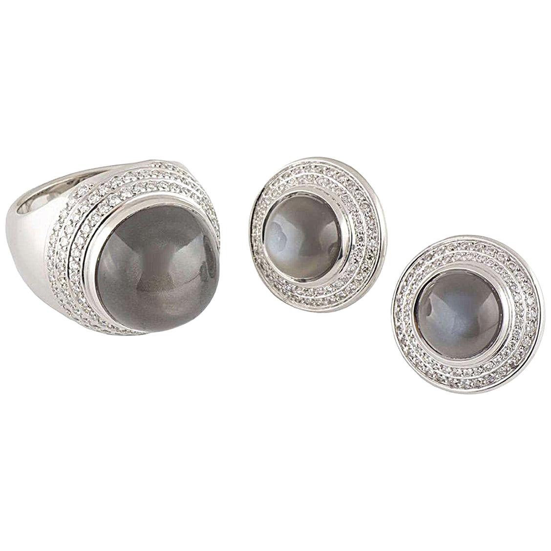 Theo Fennell Diamond and Quartz Ring and Earrings Suite