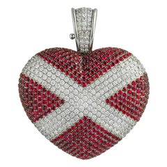 Theo Fennell Diamond and Ruby Heart Pendant 3.64 Carat Diamonds 6.55 Ct Rubies