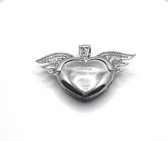 Theo Fennell Diamond, Blue Sapphire and White Gold Winged Heart Pendant