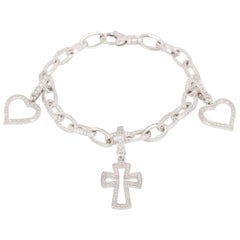 Theo Fennell Diamond Charm Heart and Cross Bracelet 2.82 Carat