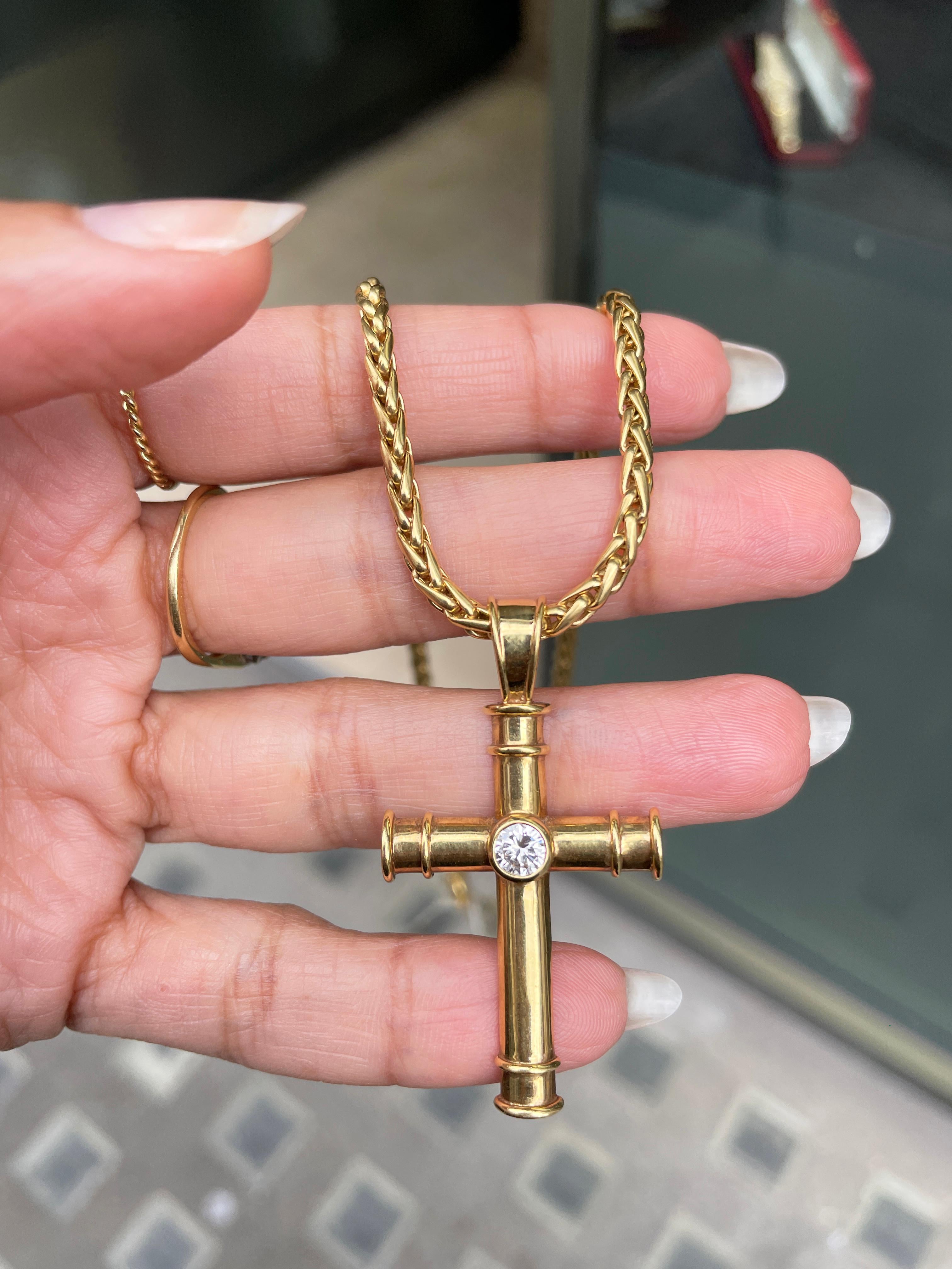 18 karat gold cross necklace mens