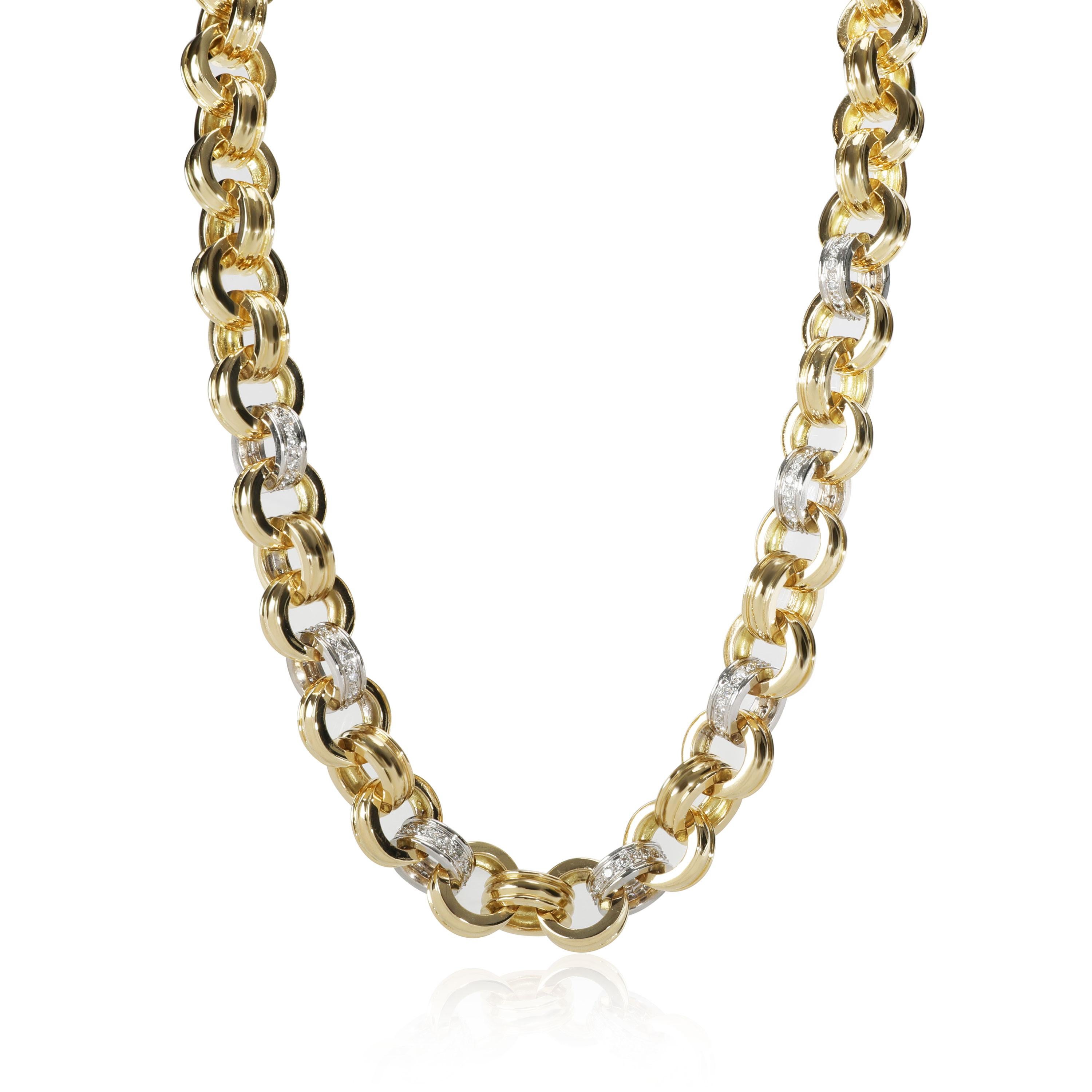 Modern Theo Fennell Diamond Link Necklace in 18k 2 Tone Gold 2.52 CTW