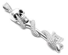 Theo Fennell Diamond Rubies Large Skeleton Key White Gold Pendant