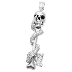 Theo Fennell Diamond Rubies Large Skeleton Key White Gold Pendant