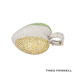 Theo Fennell Diamond, Sapphire and Tsavorite Irish Flag Heart Pendant