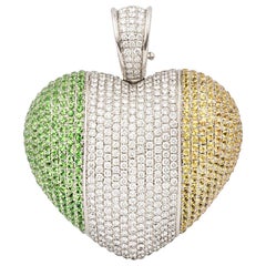 Theo Fennell Diamond, Sapphire and Tsavorite Irish Flag Heart Pendant