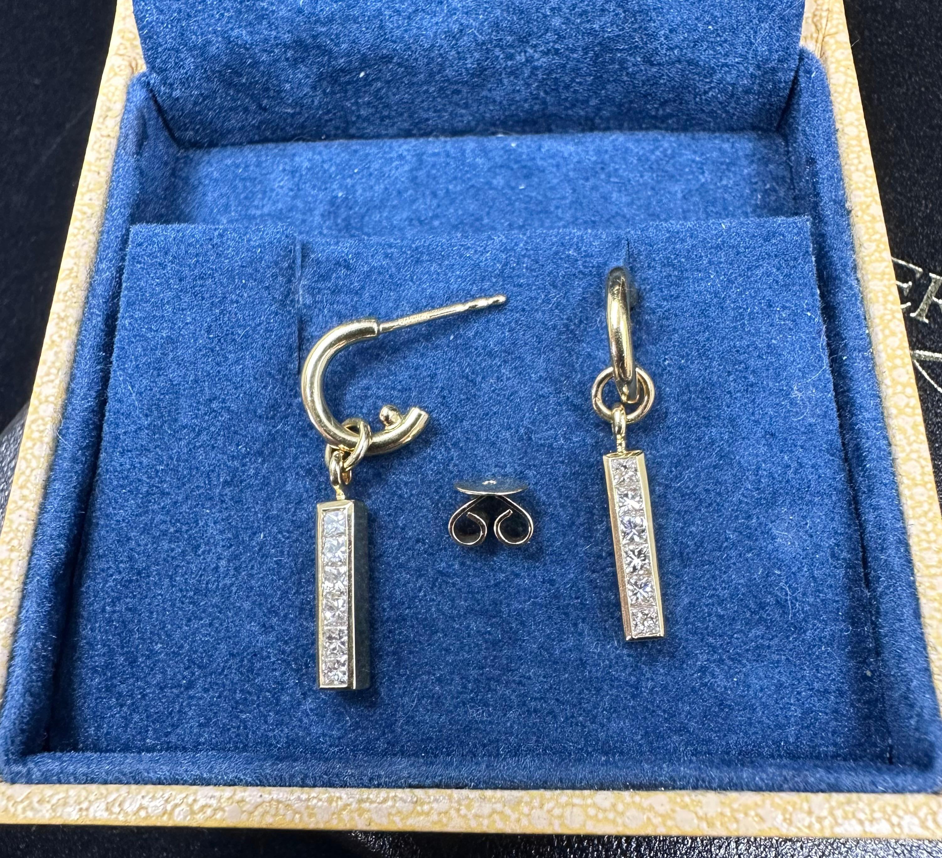 Theo Fennell Diamond Strip Earrings 18k Yellow Gold In Good Condition For Sale In Beverly Hills, CA