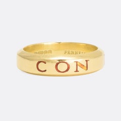 Theo Fennell Enamel "Via Con Dios" Gold Ring