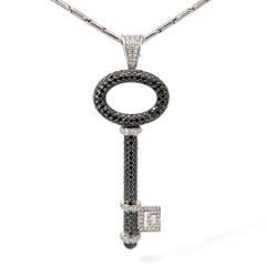 Theo Fennell Large Diamond Key Pendant Necklace 18K White Gold