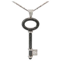 Theo Fennell Collier pendentif clé en or blanc 18 carats avec grand diamant
