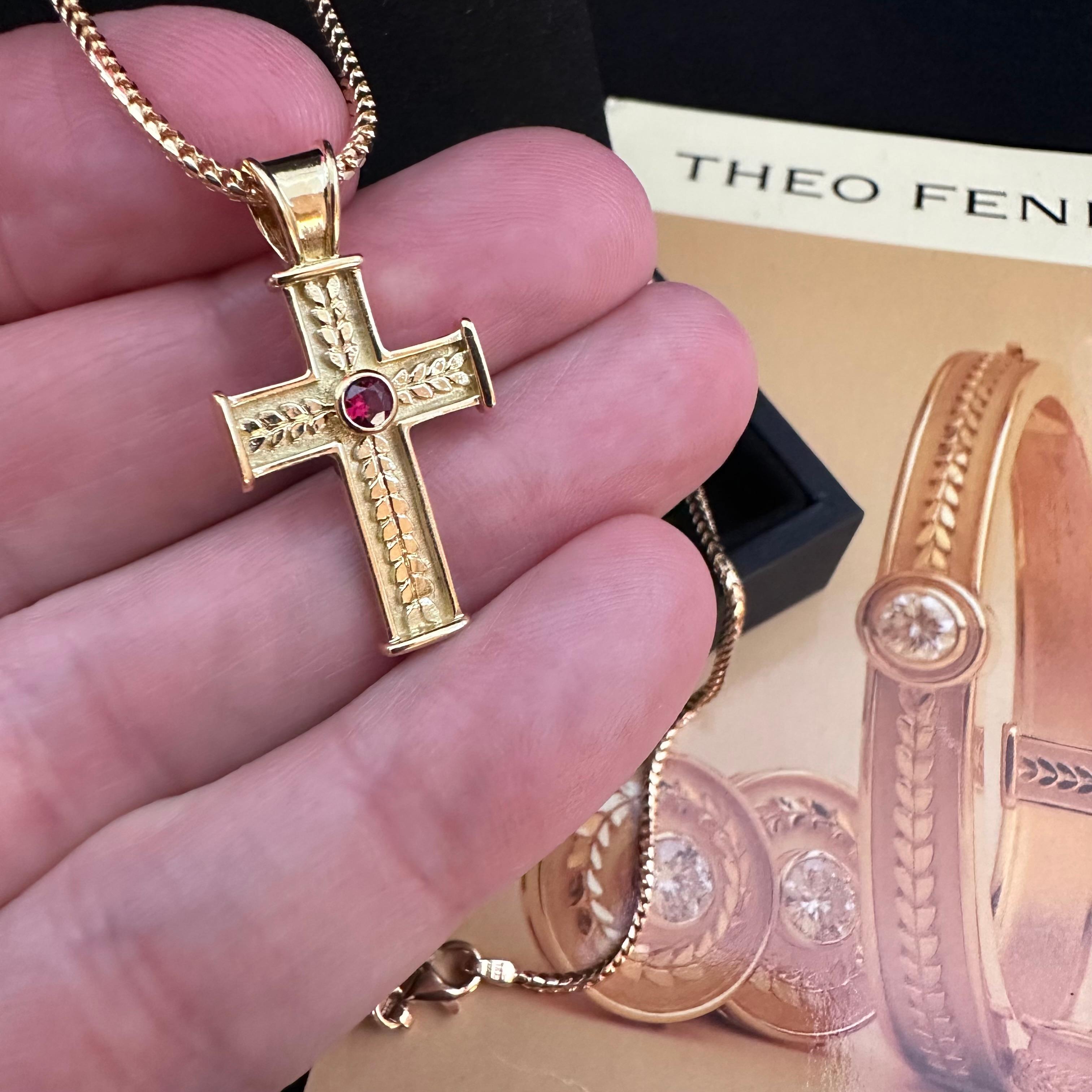 Theo Fennell Lief Collection 18k Ruby Cross  For Sale 3
