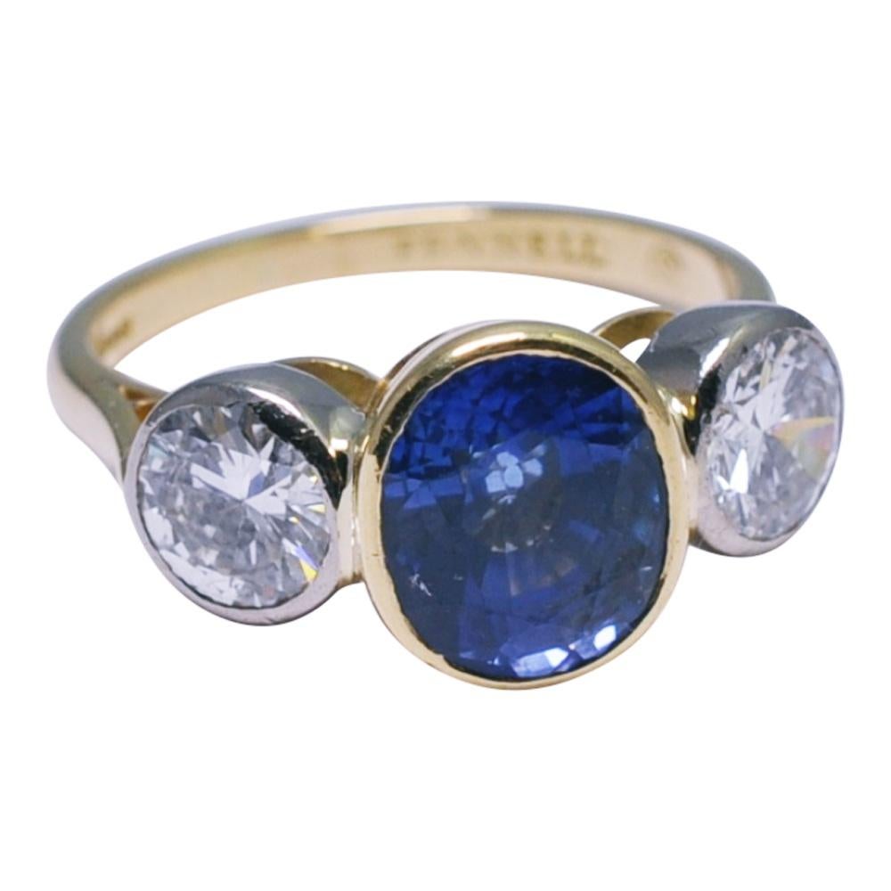 Theo Fennell Sapphire Diamond Gold Trilogy Ring For Sale