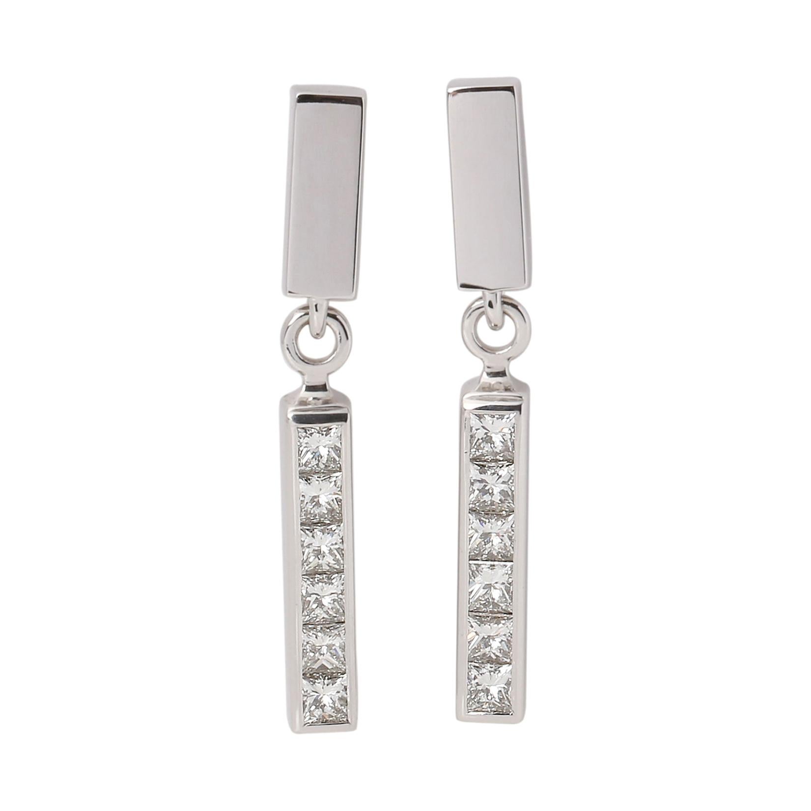 Theo Fennell Strip Princess Cut Diamond Interchangeable Earrings Set
