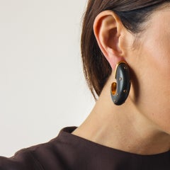 Theo Fennell Vintage gemstone wood 18k yellow gold earrings