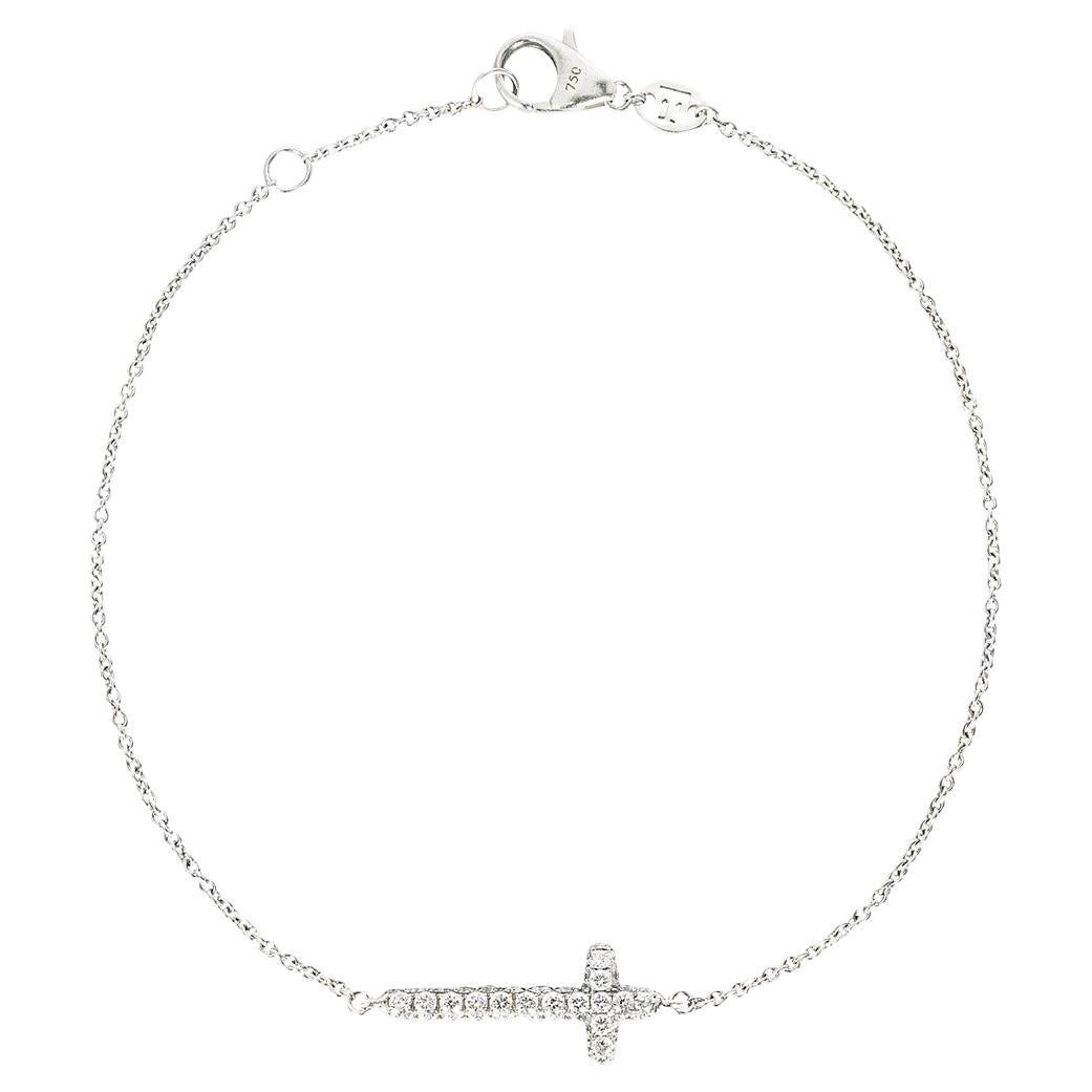 Theo Fennell White Gold Diamond Cross Bracelet 0.45ct TDW For Sale