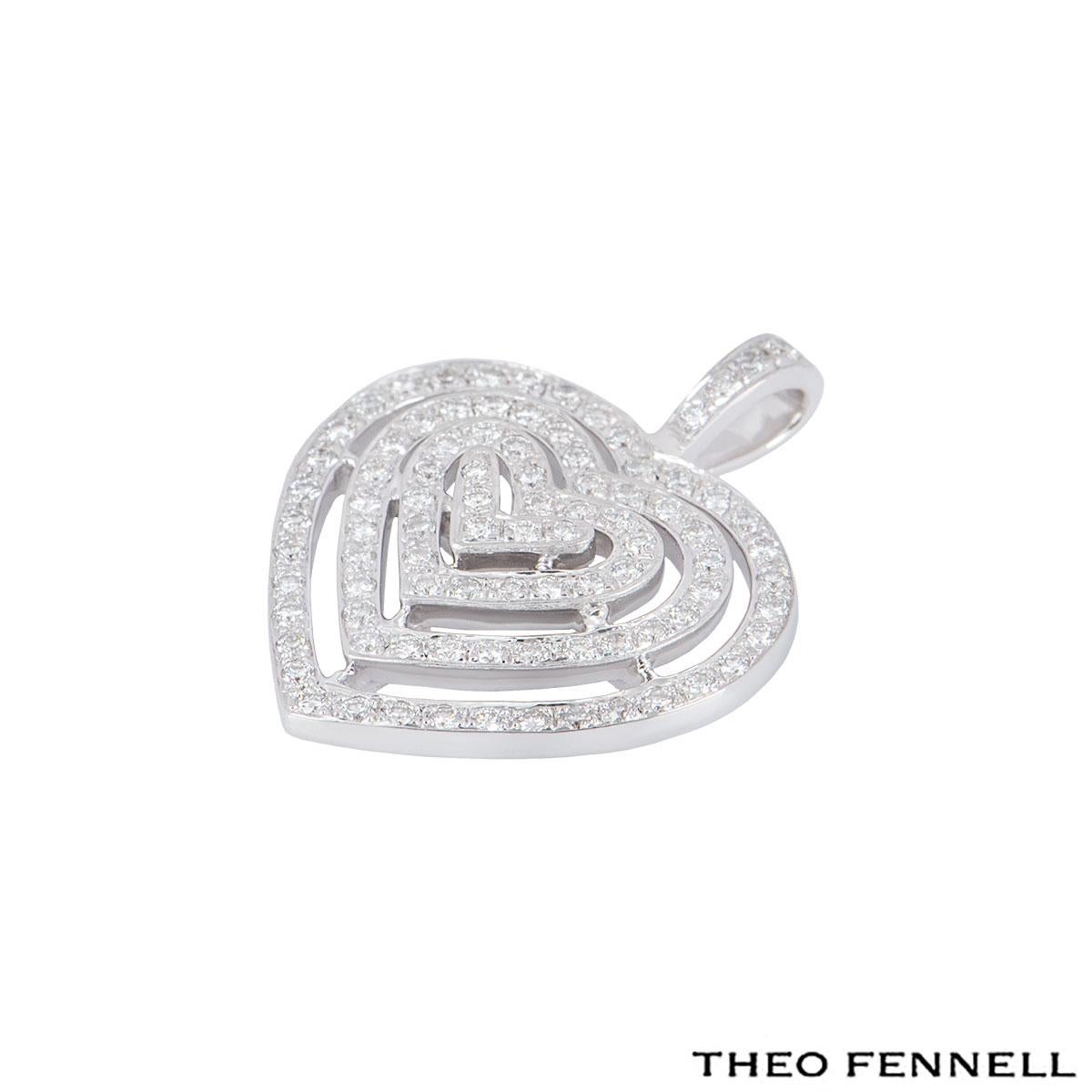 Theo Fennell White Gold Diamond Heart Pendant 1.04 Carat In Excellent Condition In London, GB