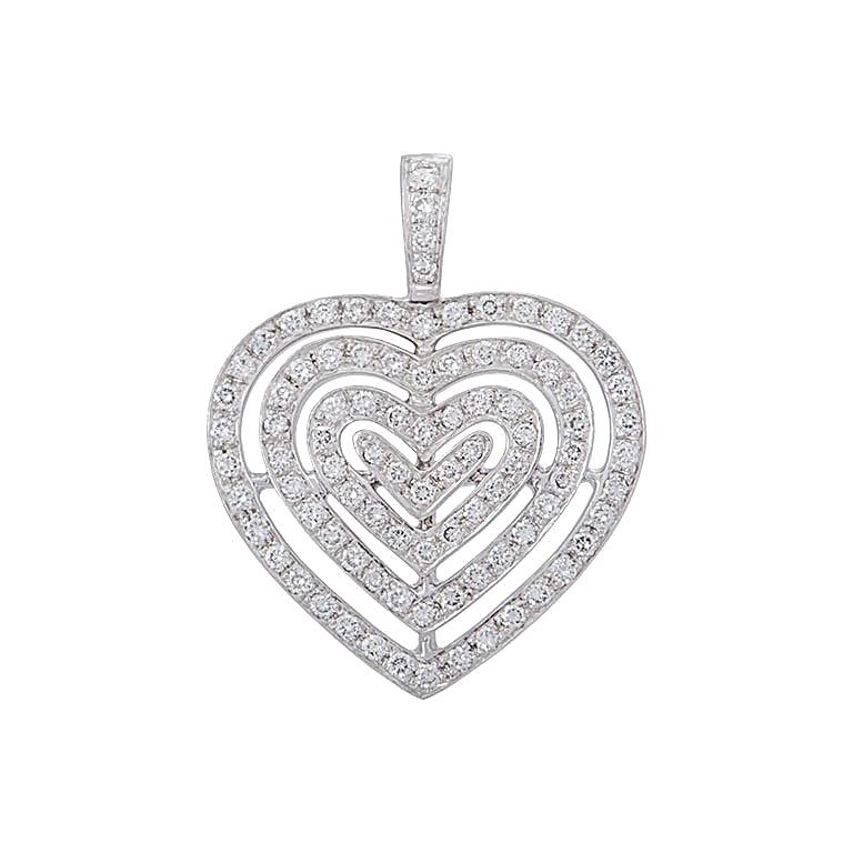 Theo Fennell White Gold Diamond Heart Pendant 1.04 Carat