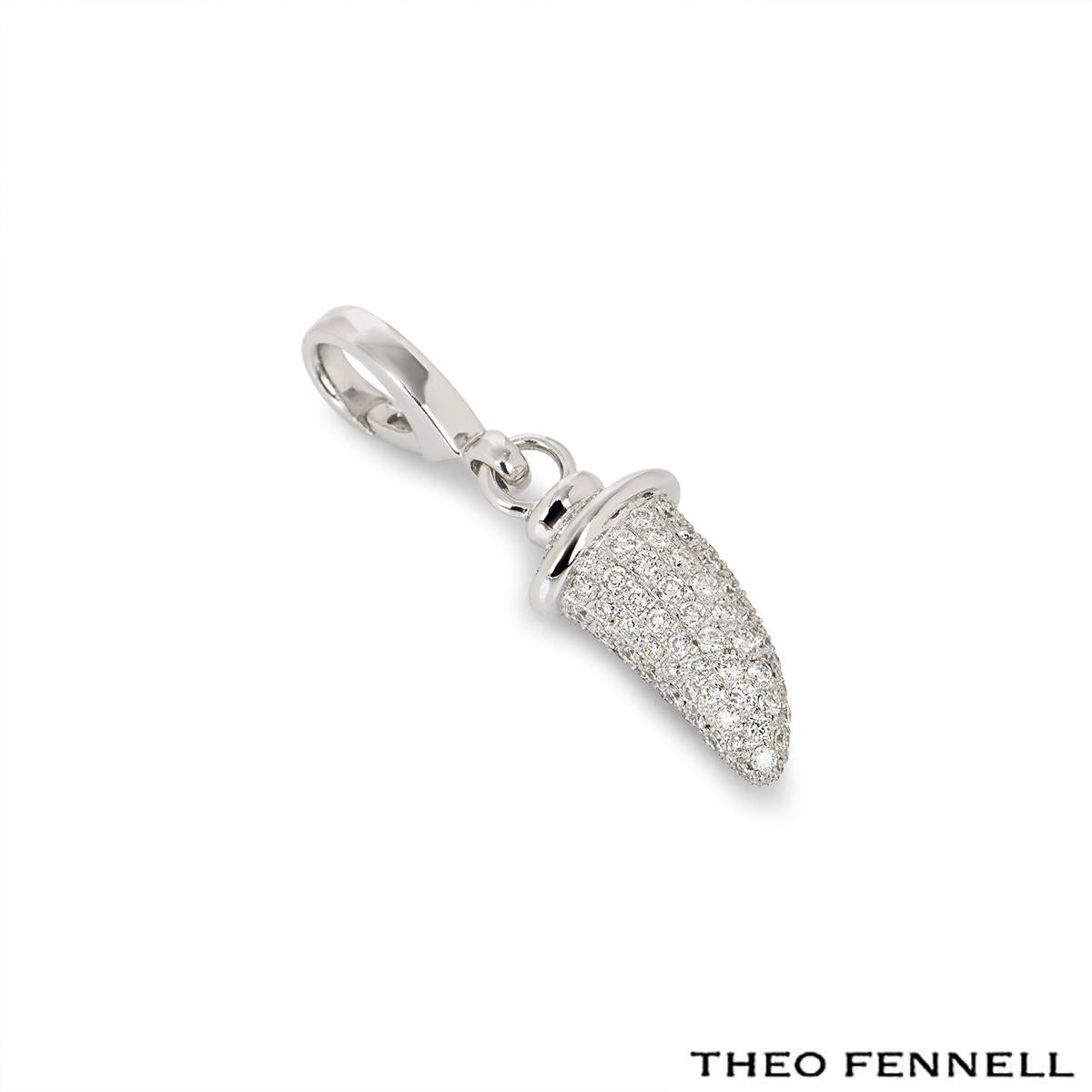 Round Cut Theo Fennell White Gold Diamond Horn Charm
