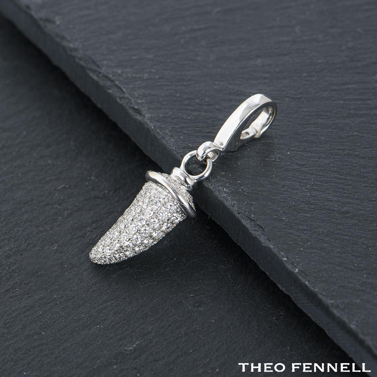 Theo Fennell White Gold Diamond Horn Charm In Excellent Condition In London, GB