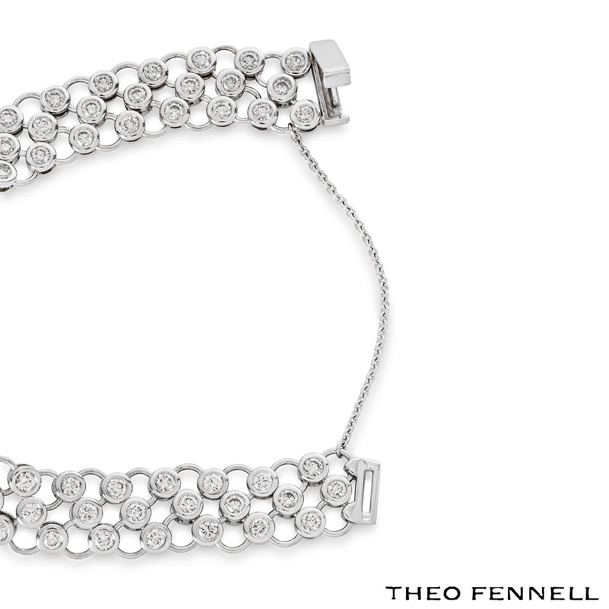 Theo Fennell White Gold Diamond Three Row Slinky Bracelet 7.80ct TDW In Excellent Condition In London, GB