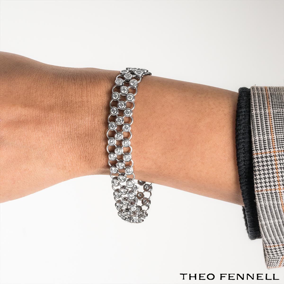 Theo Fennell White Gold Diamond Three Row Slinky Bracelet 7.80ct TDW 1