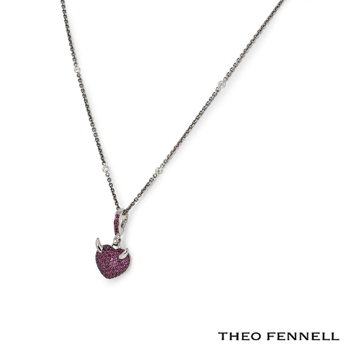 Theo Fennell White Gold Ruby & Diamond 'Arts Pendant In Excellent Condition In London, GB