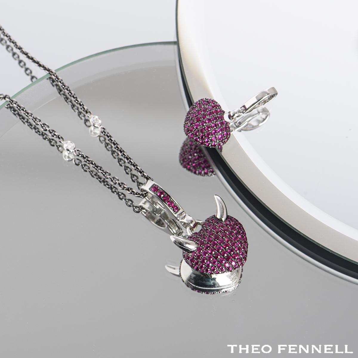 Theo Fennell White Gold Ruby & Diamond 'Arts Pendant 1