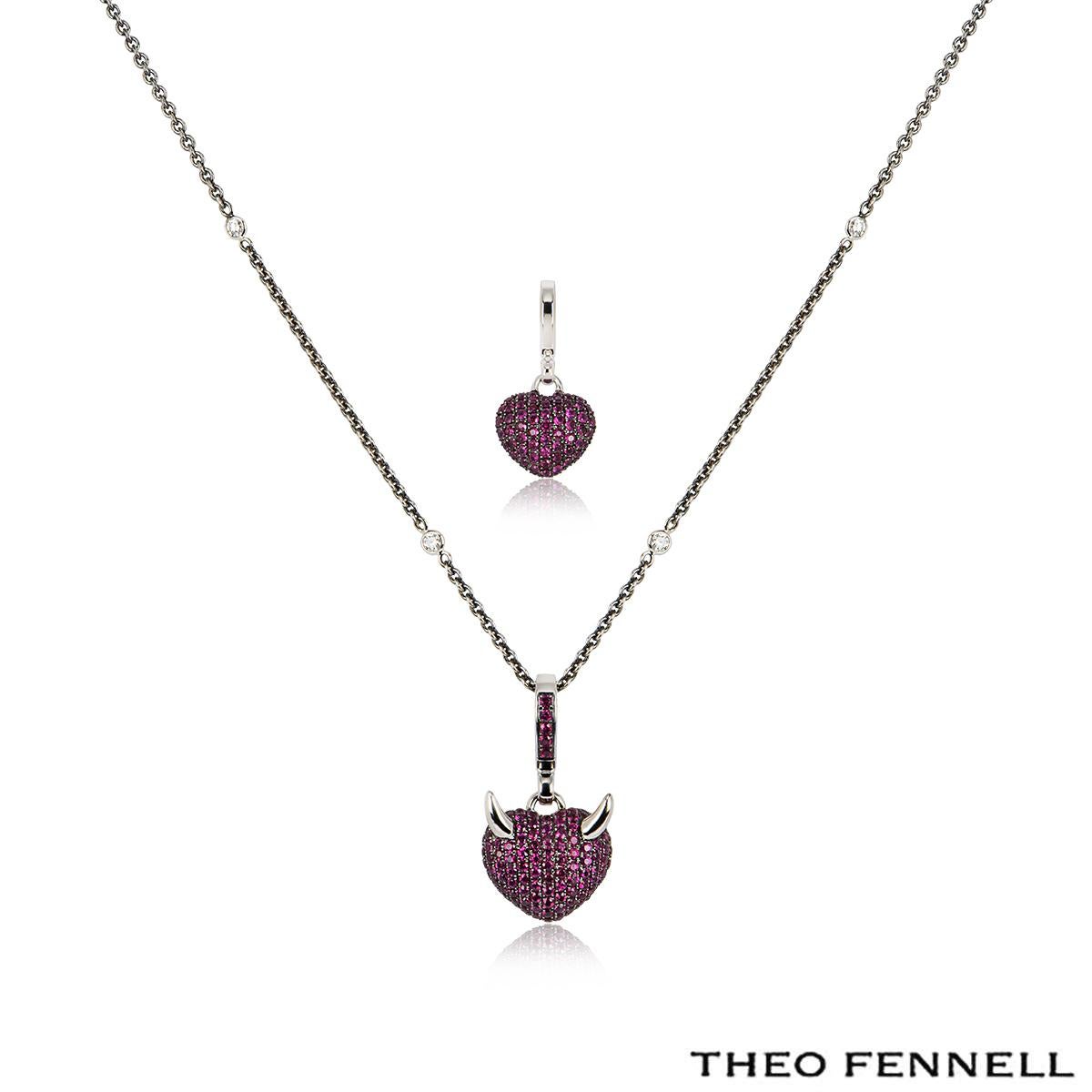 Theo Fennell White Gold Ruby & Diamond 'Arts Pendant 3