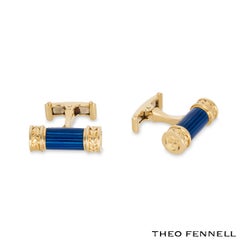 Theo Fennell Yellow Gold Blue Enamel Cufflinks