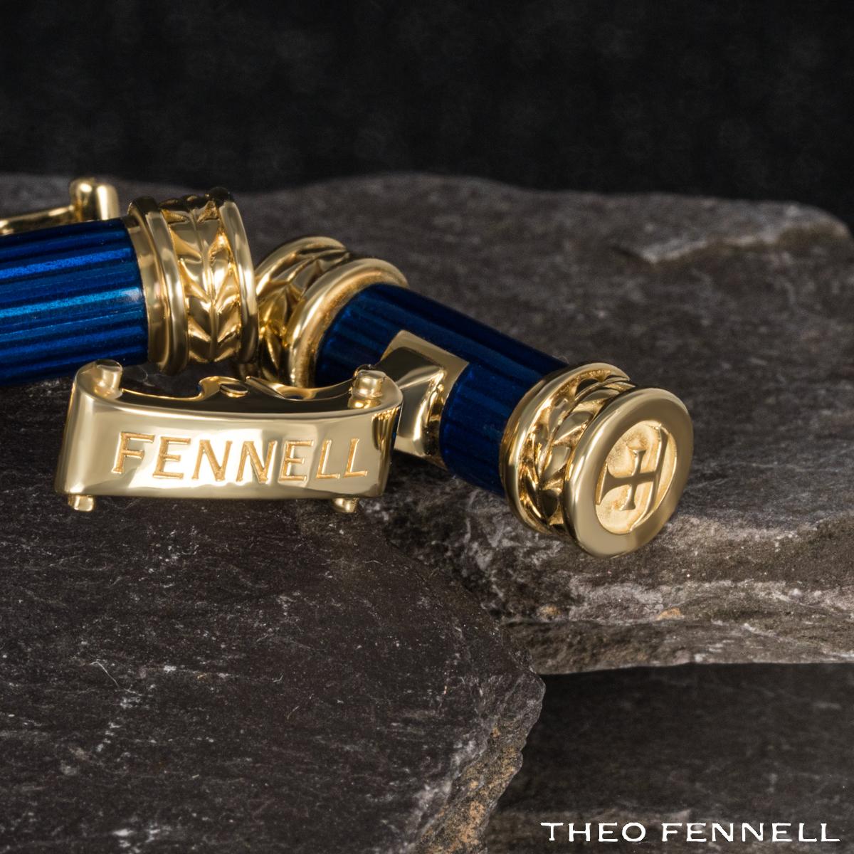 Theo Fennell Yellow Gold Blue Enamel Cufflinks For Sale 1