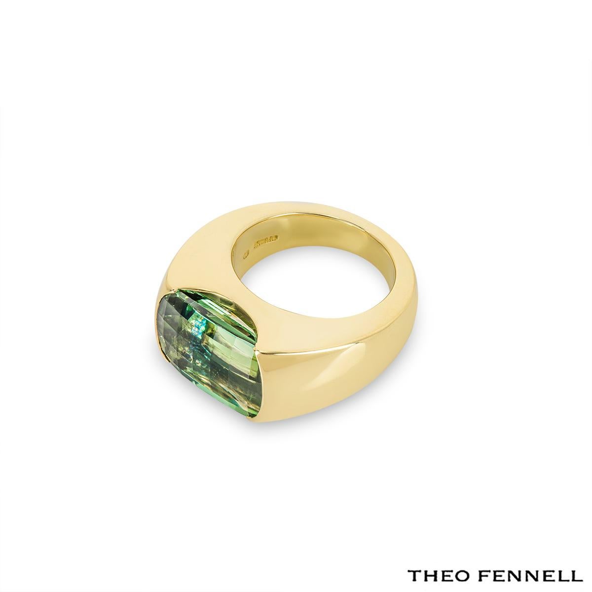 Fennell Gelbgold Namibian Grüner Turmalin Arc Ring 12,44 Karat im Zustand „Hervorragend“ in Mayfair, London, London