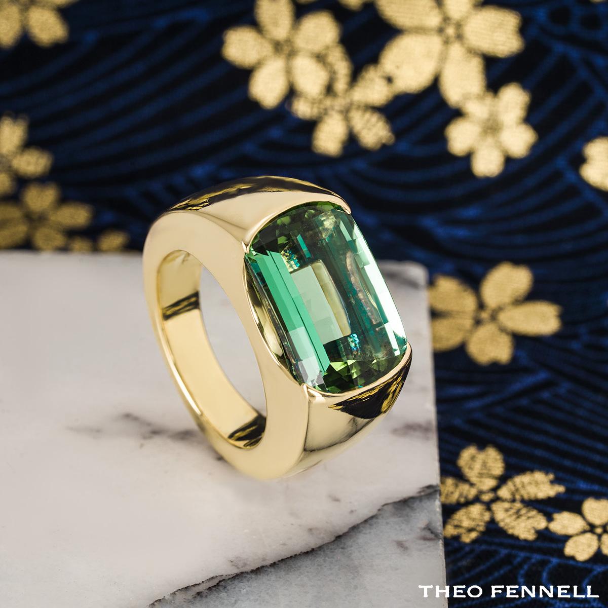 Fennell Gelbgold Namibian Grüner Turmalin Arc Ring 12,44 Karat 2