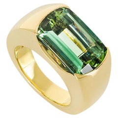 Theo Fennell Yellow Gold Namibian Green Tourmaline Arc Ring 12.44ct