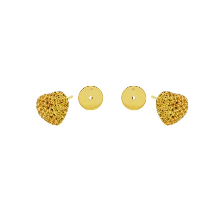 Theo Fennell Yellow Sapphire Pave Heart Yellow Gold Earrings at 1stDibs