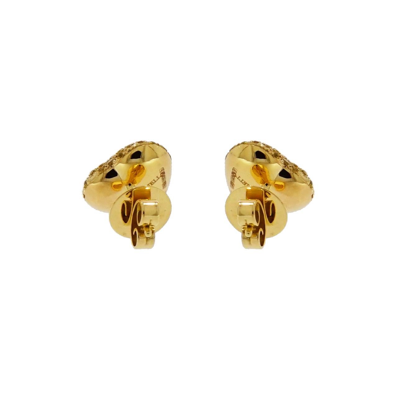 Modern Theo Fennell Yellow Sapphire Pave Heart Yellow Gold Earrings