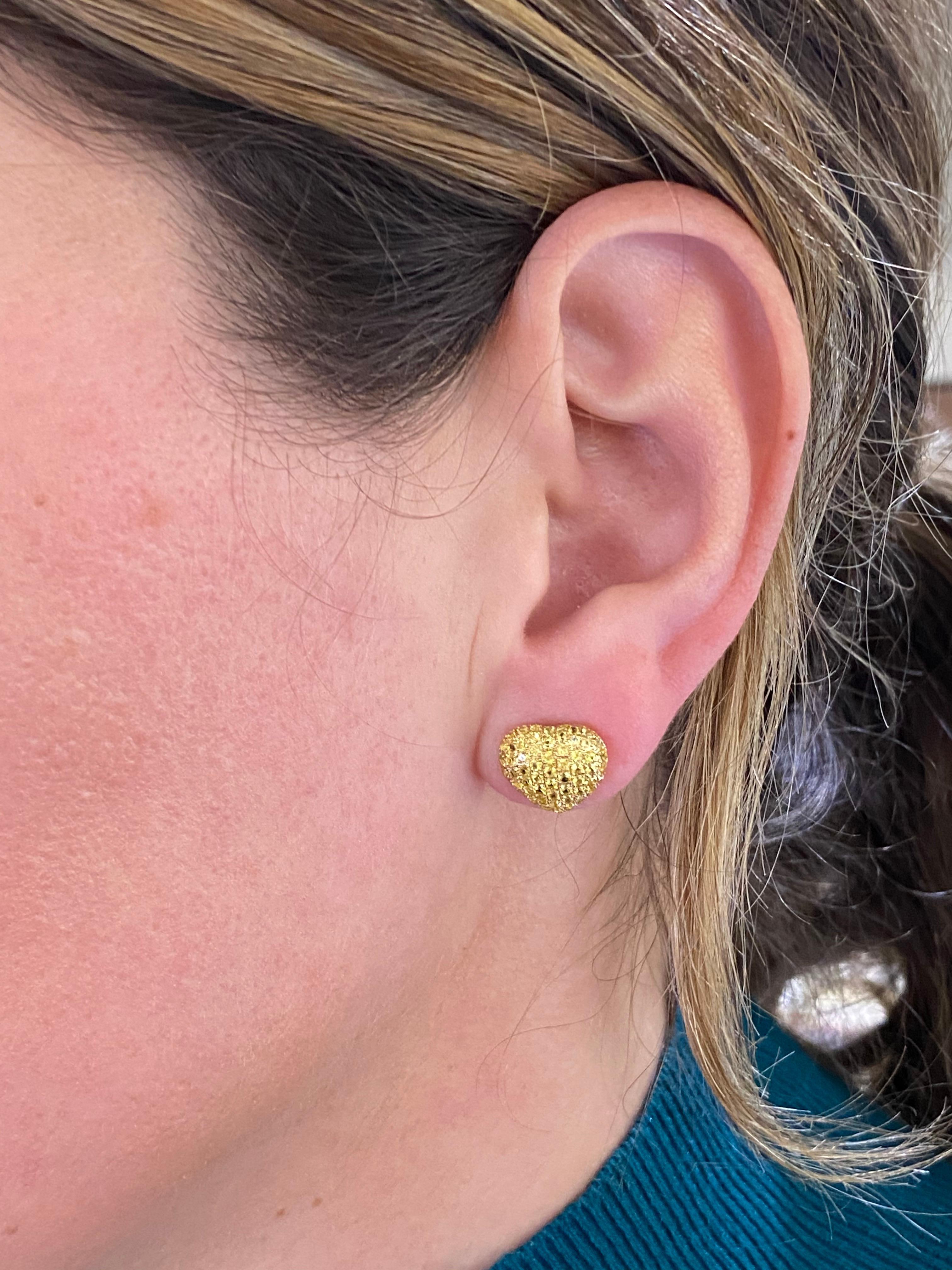Theo Fennell Yellow Sapphire Pave Heart Yellow Gold Earrings In Excellent Condition In Greenwich, CT