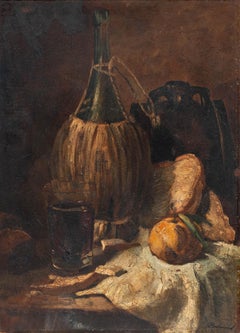 Theodor Goedvriend - Early 20th Century Oil, Still Life with Orange & Fiasco
