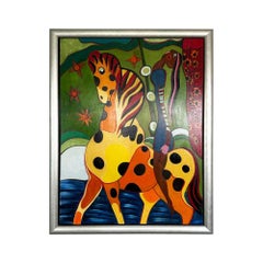 Peinture à l'huile « Trust » colorée, femme cheval, jaune, orange, bonheur, en stock