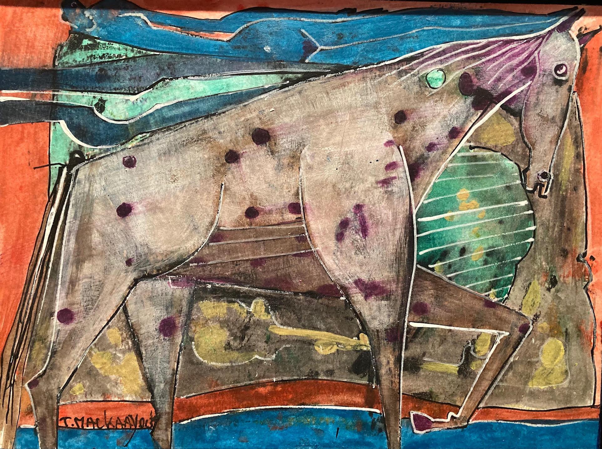 Animal Painting de Theo Mackaay - Caballo I Caballo Cubismo Mixed Media Maroufle En Stock