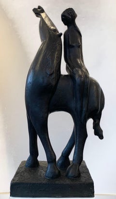 Amazone Bronze Scullpture Horse Mythology In Stock