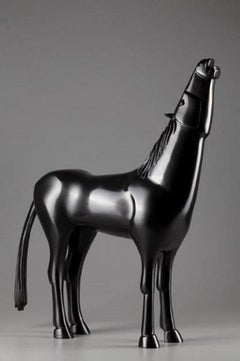 Arabian Black Horse Bronze Sculpture  Contemporary In Stock 