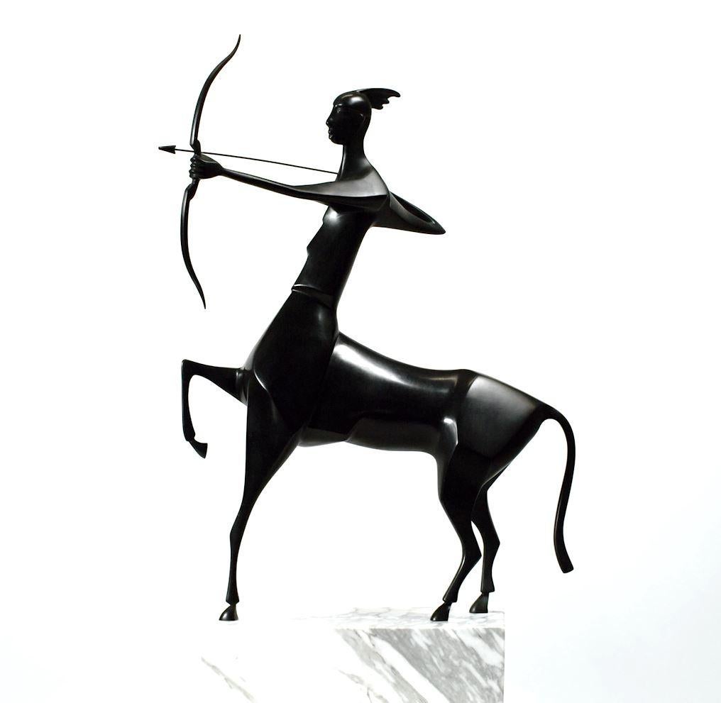 Theo Mackaay Figurative Sculpture - Boogschutter Constellation Sagittarius Archer Bronze Sculpture Zodiac