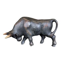 Sculpture de taureau en bronze - Petits animaux de la ferme 