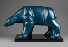 IJsbeer Polar Bear Bronze Sculpture Animal Blue Green Patina In Stock