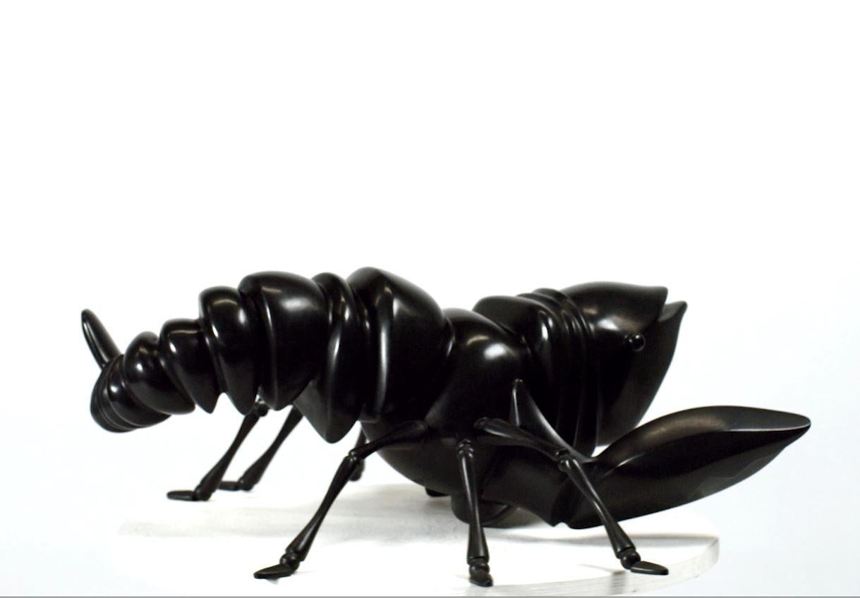 Kreeft Signe signe du zodiaque cancer Constellation Sculpture en bronze Patine noire animal - Noir Figurative Sculpture par Theo Mackaay