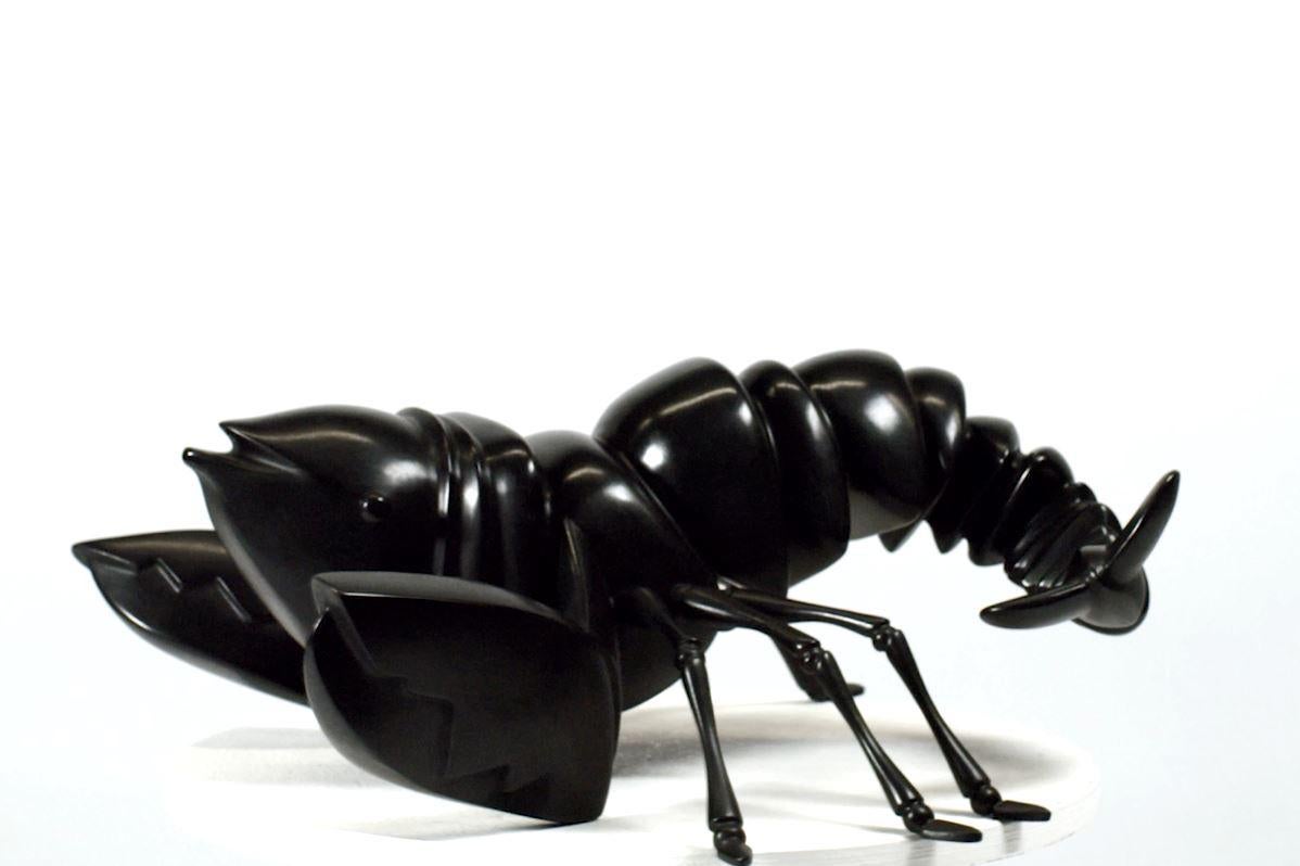Theo Mackaay Figurative Sculpture - Kreeft Cancer Zodiac Sign Constellation Bronze Sculpture Animal Black Patina