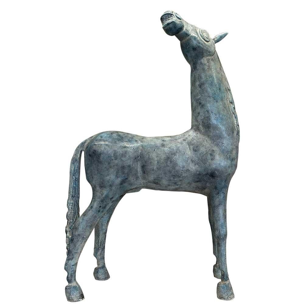 Theo Mackaay Figurative Sculpture - Laughing Horse Bronze Sculpture Animal Laugh Contemporary 